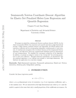 Semismooth Newton Coordinate Descent Algorithm for Elastic-Net Penalized
  Huber Loss Regression and Quantile Regression
