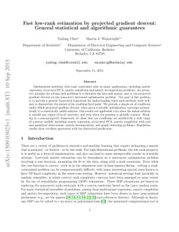 Fast low-rank estimation by projected gradient descent: General
  statistical and algorithmic guarantees