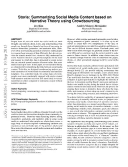 Storia: Summarizing Social Media Content based on Narrative Theory using
  Crowdsourcing