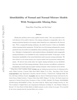 Identifiability of Normal and Normal Mixture Models With Nonignorable
  Missing Data