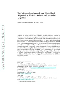 The Information-theoretic and Algorithmic Approach to Human, Animal and
  Artificial Cognition
