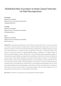 Distributed Data Association in Smart Camera Networks via Dual
  Decomposition