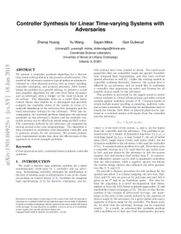 Controller Synthesis for Linear Time-varying Systems with Adversaries