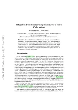 Int{é}gration dúne mesure dínd{é}pendance pour la fusion
  dínformations