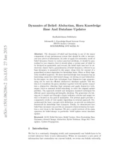 Dynamics of Belief: Abduction, Horn Knowledge Base And Database Updates