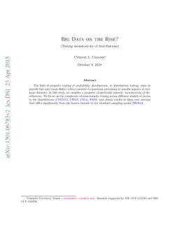 Big Data on the Rise: Testing monotonicity of distributions