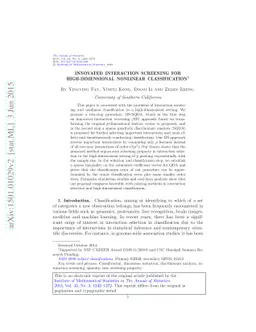 Innovated interaction screening for high-dimensional nonlinear
  classification