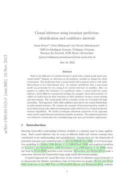 Causal inference using invariant prediction: identification and
  confidence intervals
