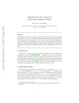 Algorithms for two variants of Satisfaction Approval Voting