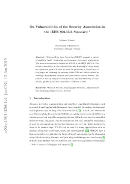 On Vulnerabilities of the Security Association in the IEEE 802.15.6
  Standard