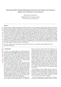 The Responsibility Weighted Mahalanobis Kernel for Semi-Supervised
  Training of Support Vector Machines for Classification