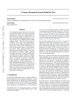 A Linear Dynamical System Model for Text