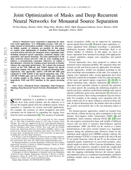 Joint Optimization of Masks and Deep Recurrent Neural Networks for
  Monaural Source Separation