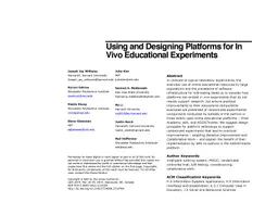Using and Designing Platforms for In Vivo Education Experiments