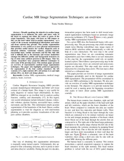 Cardiac MR Image Segmentation Techniques: an overview