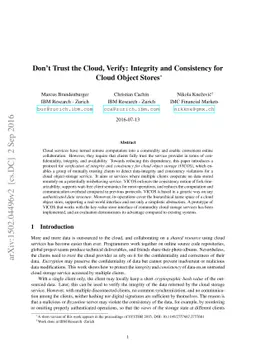 Don't Trust the Cloud, Verify: Integrity and Consistency for Cloud
  Object Stores