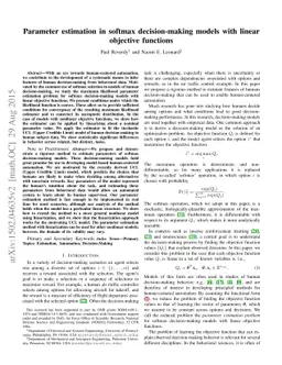 Parameter estimation in softmax decision-making models with linear
  objective functions