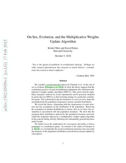 On Sex, Evolution, and the Multiplicative Weights Update Algorithm