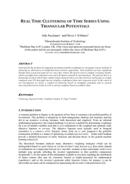Real time clustering of time series using triangular potentials