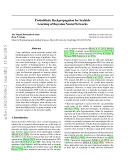 Probabilistic Backpropagation for Scalable Learning of Bayesian Neural
  Networks