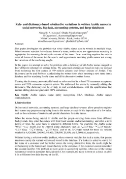 Rule-and Dictionary-based Solution for Variations in Written Arabic
  Names in Social Networks, Big Data, Accounting Systems and Large Databases
