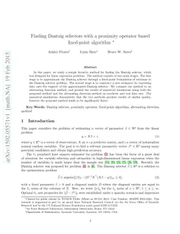 Finding Dantzig selectors with a proximity operator based fixed-point
  algorithm