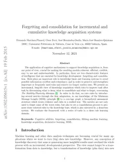 Forgetting and consolidation for incremental and cumulative knowledge
  acquisition systems
