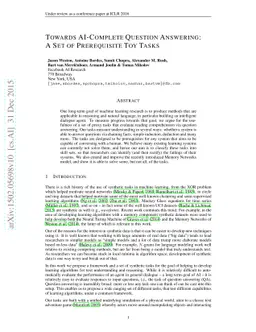 Towards AI-Complete Question Answering: A Set of Prerequisite Toy Tasks