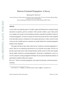 Pairwise Constraint Propagation: A Survey