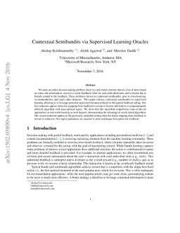 Contextual Semibandits via Supervised Learning Oracles
