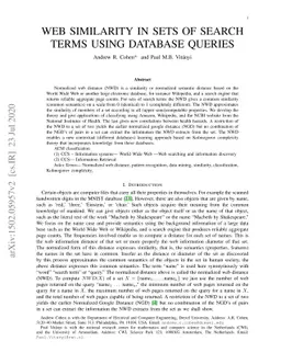 Web Similarity in Sets of Search Terms using Database Queries