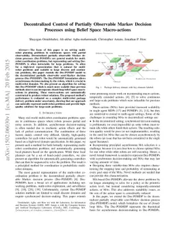 Decentralized Control of Partially Observable Markov Decision Processes
  using Belief Space Macro-actions