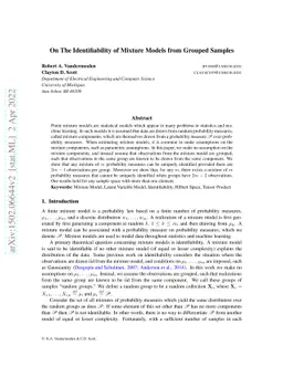 On The Identifiability of Mixture Models from Grouped Samples