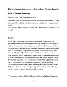 The Spontaneous Emergence of Conventions: An Experimental Study of
  Cultural Evolution