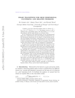 Phase Transitions for High Dimensional Clustering and Related Problems