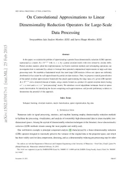 On Convolutional Approximations to Linear Dimensionality Reduction
  Operators for Large Scale Data Processing