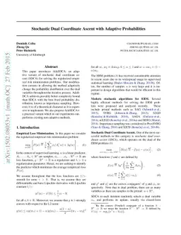Stochastic Dual Coordinate Ascent with Adaptive Probabilities