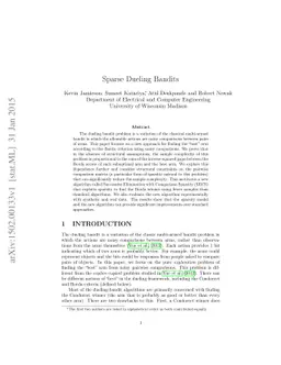 Sparse Dueling Bandits