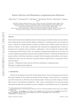 Feature Selection with Redundancy-complementariness Dispersion