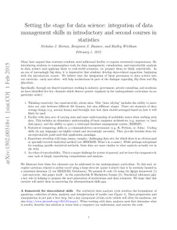 Setting the stage for data science: integration of data management
  skills in introductory and second courses in statistics
