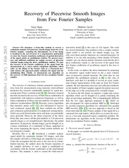 Recovery of Piecewise Smooth Images from Few Fourier Samples