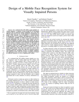 Design of a Mobile Face Recognition System for Visually Impaired Persons