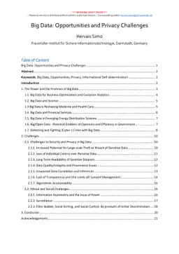 Big Data: Opportunities and Privacy Challenges