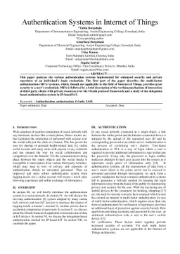 Authentication Systems in Internet of Things