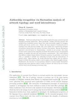 Authorship recognition via fluctuation analysis of network topology and
  word intermittency