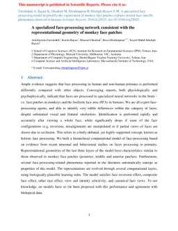 A specialized face-processing network consistent with the
  representational geometry of monkey face patches