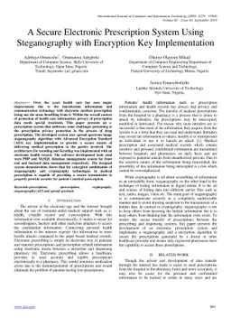 A Secure Electronic Prescription System Using Steganography with
  Encryption Key Implementation