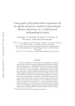 Using sparse polynomial chaos expansions for the global sensitivity
  analysis of groundwater lifetime expectancy in a multi-layered
  hydrogeological model