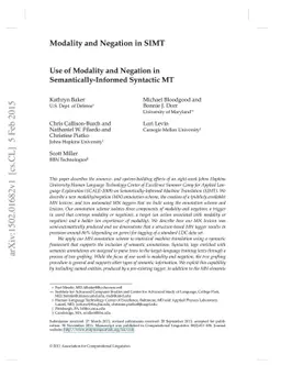 Use of Modality and Negation in Semantically-Informed Syntactic MT