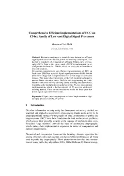 Comprehensive Efficient Implementations of ECC on C54xx Family of
  Low-cost Digital Signal Processors